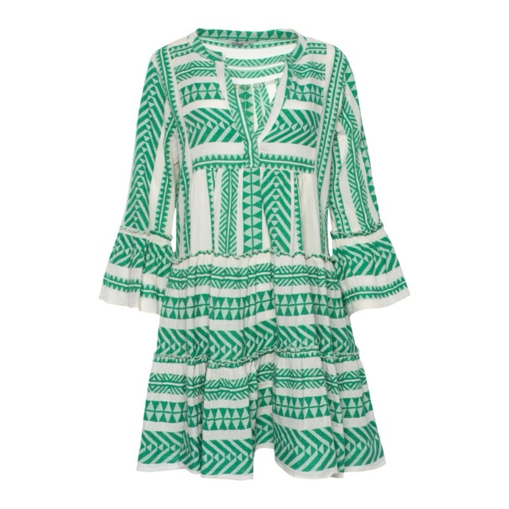 Anthropology Devotion Twins Ella Green and Off white knee length Dress